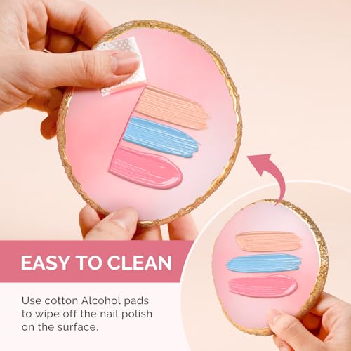 MelodySusie 1Pc Round Resin Nail Art Palette Color Mixing Board Pink - color: Pink Round Without Spatula