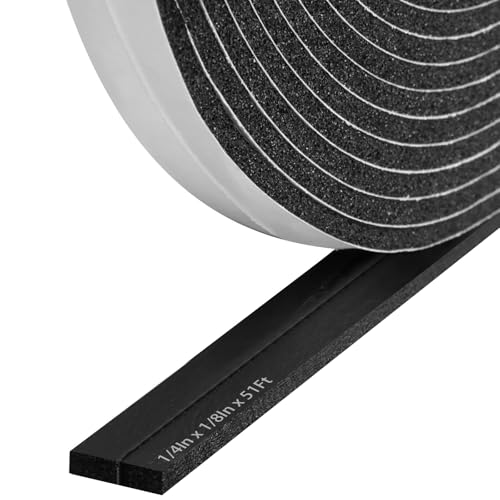 Storystore Weather Stripping Foam Tape, 1/4" x 1/8" x 51 FT Door Seal - size: 1/4In x 1/8In x 51Ft
