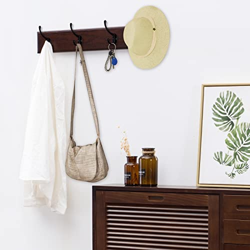IBosins 10 Pack Black Double Coat Hooks No Rust Hooks for Coat, Scarf, Bag | Dual Coat Hooks Wall Mounted with 40 Screws Retro Hooks Utility for Towel, Key, Cap, Cup, Hat - color: Black