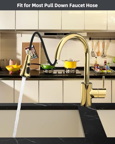 Hibbent NSF/ANSI/CAN 61 & 372 Certified Pull Down Kitchen Faucet Head - color: Polished Brass, style: 1.8 Gallon Per Minute