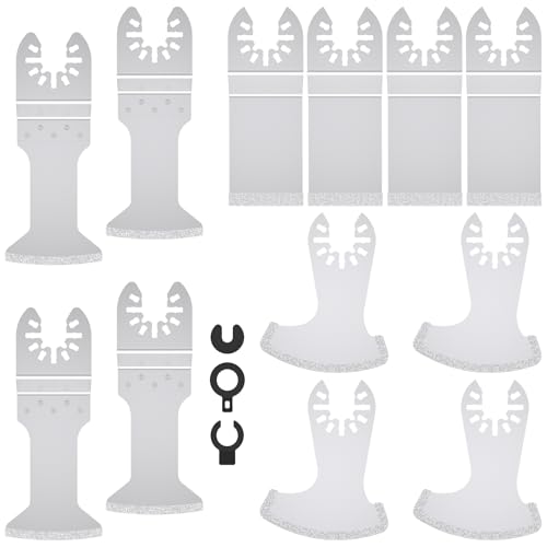 12PCS Diamond Oscillating Multi Tool Grout Removal Blades with 2 Adapters Multifunctional Grout Remover Blades Kit for Oscillating Tool(Mixed Set) - style: 12PCS Mixed Set