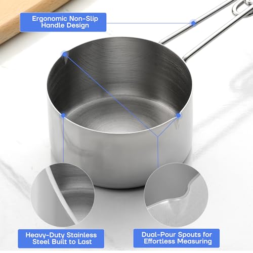 10-Piece Stainless Steel Measuring Cups and Spoons Set for Home Baking Essentials, Dishwasher Safe Kitchen Tools