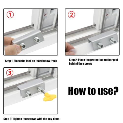4 Sets Sliding Window Locks, Sliding Door Lock with Keys, Silver - color: Silver