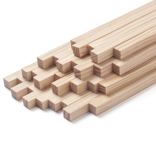 Square Wooden Dowels Wood Dowel Rods 5/16" x 12", 30 PCS Square Wooden Sticks for Crafts, Unfinished Hardwood Sticks Wood Strips Slats for Crafting, Woodworking, Model Making, Home Decor - size: 5/16"×12"-30PCS