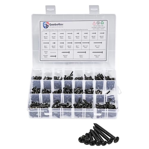 450Pcs Pan Head Phillips Wood & Sheet Metal Screws Assortment Kit, #4~#10