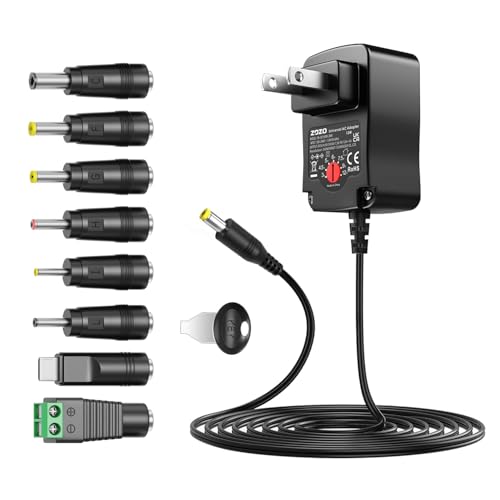 ZOZO Universal AC/DC Adapter 12W 3V 4.5V 5V 6V 7.5V 9V 12V Switching Power Supply Charger with 8 Tips 5.5x2.1mm 5.5x2.5mm Micro USB for Routers Speakers CCTV Cameras LED Strip Lights - size: 12w