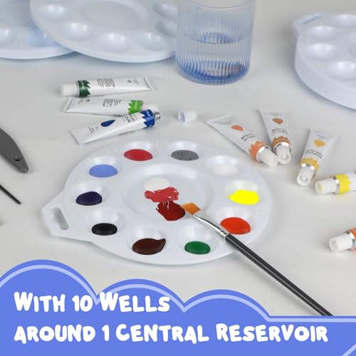 Halobios Paint Tray Palettes, Plastic Paint Pallets with Hanging Hole for Children or Students to Paints on School Project, Art Class or Have a Birthday Painting Party -12pcs - size: 12PCS
