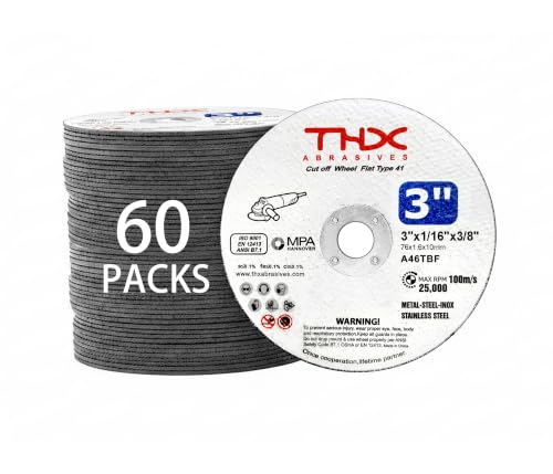 THX 3 Inch Cut Off Wheel,Long-Lasting Thin Cutting Wheel,60 Pack - size: 3" x 0.0625" x 3/8"