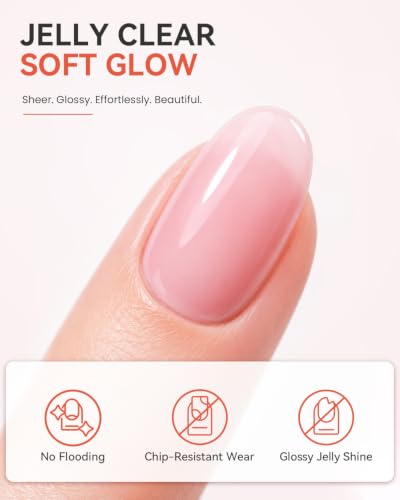 Makartt Jelly Nude Pink Gel Nail Polish Set 15ML: 6 Sheer Jelly Colors - color: Everyday Pink Glow