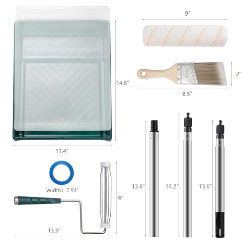 Paint Roller Kit with Extension Pole, 9 Inch Paint Roller Set