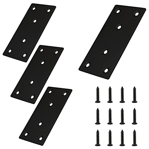 4pcs Metal Flat Straight Brace Bracket, 4'' x 2'' (L x W) , Black - size: 4'' x 2''/ 100mm x 50mm, style: Black-4pcs