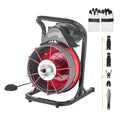 VEVOR 50FT x 1/2 Inch Drain Cleaning Machine, 250W Electric Drain Auger, Portable Sewer Snake Auger Cleaner with Cutters & Air-Activated Foot Switch for 1" to 4" Pipes, Black, Red - style: 50 FT x 1/2''
