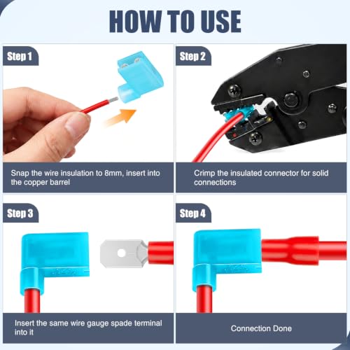 Nilight 110PCS Nylon Flag Spade Insulated Quick Disconnect Terminals - color: 110PCS Flag Spade Crimp Terminals