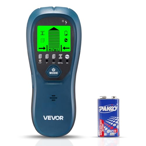 VEVOR Stud Finder Wall Scanner, 5 in 1, Electronic Wall Stud Detector with Smart Sensor, High-Definition LCD Display and Audio Alarm, for the Center and Edge of Metal, AC Wire, Joists, Pipes, Blue