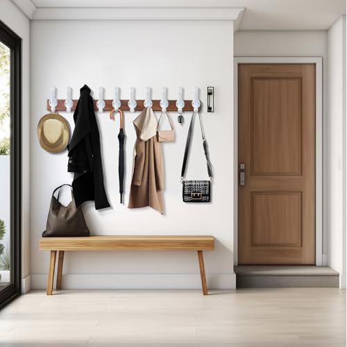 10 Pack Coat Hooks Wall Mount Heavy Duty Utility Retro Double Hooks for Hanging Coats,Hat, Towel, Key, Robe, Scarf, Bag, Cap (White) - color: 10 Pack-White