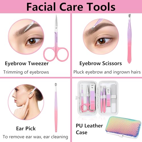 Women's Nail Clipper Set Travel Manicure Kit with Glass Nail File Stainless Steel Nail Clippers Case Nail Grooming Kit Gift - color: Mermaid Color