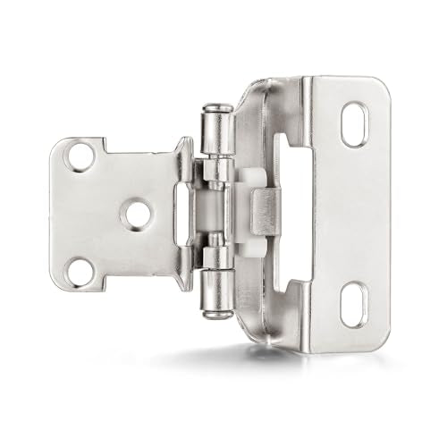 Brushed Nickel Kitchen Cabinet Hinges, 1/2” Overlay, 4 Pack - color: Brushed Nickel