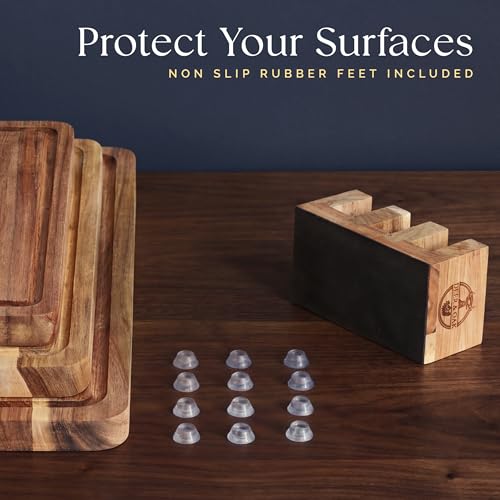 Deer & Oak Non Toxic 3-Piece Acacia Cutting Board Set with Stand