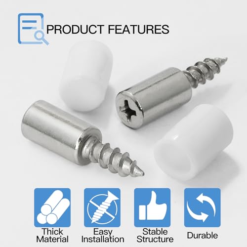12pcs Screw in Shelf Pins with Anti-Slip White Sleeve, Nickel Plated Shelf Pegs Cabinet Shelf Holders Shelf Support Pegs, Small Shelf Brackets Phillips Head Pegs for Shelves - color: Whith Sleeve