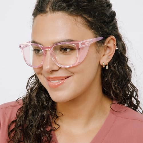 Stoggles Square Wide Fit Z87.1 Certified Polycarbonate Safety Glasses - color: Blush, size: Wide