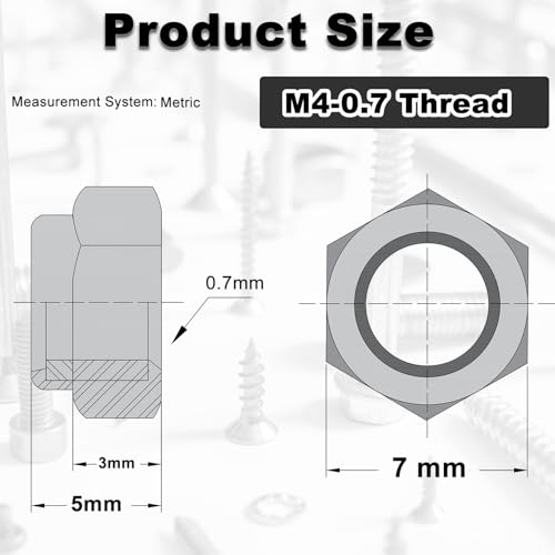 M4 Locknuts Nylon Inserted Tiny Nut for RC Cars 3D Printer - size: M4 (100PCS)