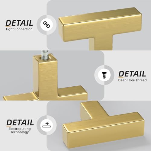 Goldenwarm 10 Pack Cabinet Knobs Gold Drawer Knobs - color: Gold, size: Single Hole Knob