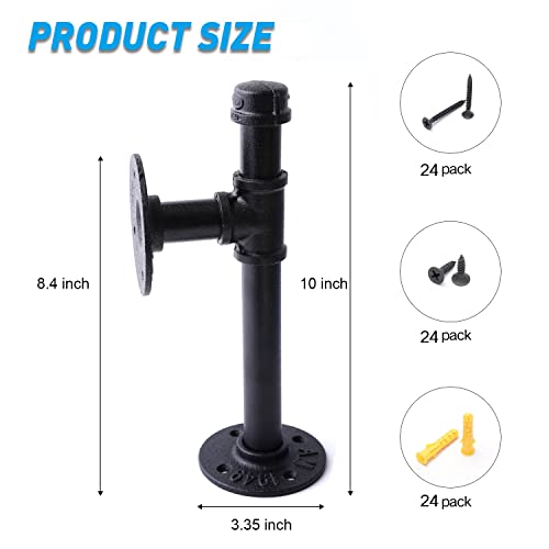 3/4" Industrial Pipe Shelf Brackets, Black Iron Wall Mounted DIY Shelving Brackets Hanging Custom Pipe Brackets for Floating Shelves (6, 10 Inch) - size: 10 Inch