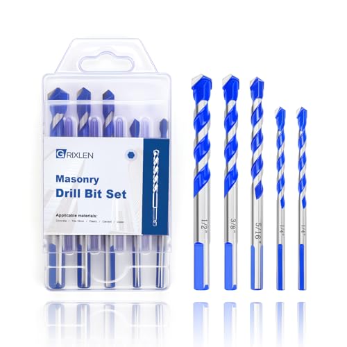 5 Pack 1/4 to 1/2 inch Masonry Drill Bit Set for Concrete,3 Flat Shank - size: 1/4 to 1/2 inch（ 5 Pack ）, style: 3 Flat Shank