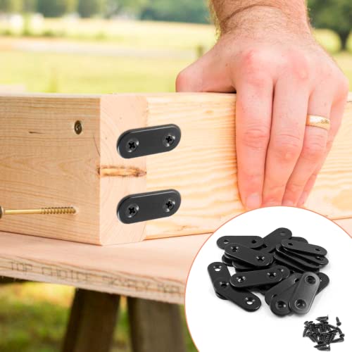 Jiozermi 24 Pcs Straight Brace 1.6" x 0.6", Stainless Steel Black - size: Black, 1.6” x 0.6”, 24 Pcs