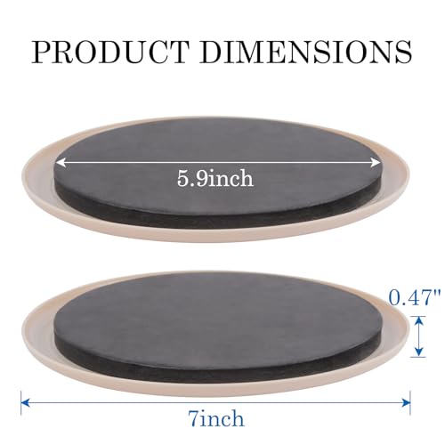 Furniture Sliders for Carpet, 8 Pcs 7" Round Furniture Moving Sliders, Heavy-Duty Furniture Movers - Reusable Carpet Sliders, Move Any Item Quickly, Easily and Safe!