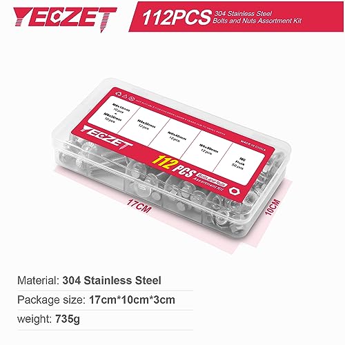 112PCS M6 Stainless Steel 304 Flanged Hex Head Bolts and Nuts kit 10mm 20mm 30mm 40mm 50mm - color: 112PCS M6 Bolts and Nuts Kit