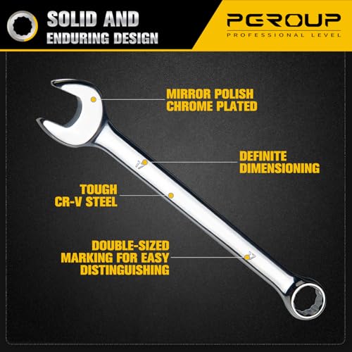 17mm Metric Combination Wrench, CR-V Steel with Mirror Polish, 12-Point Design, 15-Degree Offset, Perfect for Auto Repair, Household, Car & Truck Emergency - size: 17mm