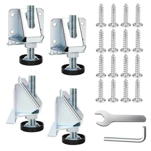 Heavy Duty Leveling Feet, 4 Pack Adjustable Furniture Levelers with 1320LB Capacity, 2" Height Adjustment, No-Flip Furniture Installation – Hex Nut Design for Flawless Leveling - color: Silver