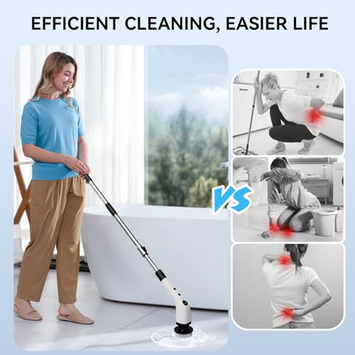 Electric Bathroom Cleaning Brush Cordless Shower Scrubber SD-CTB01 - color: White and Black