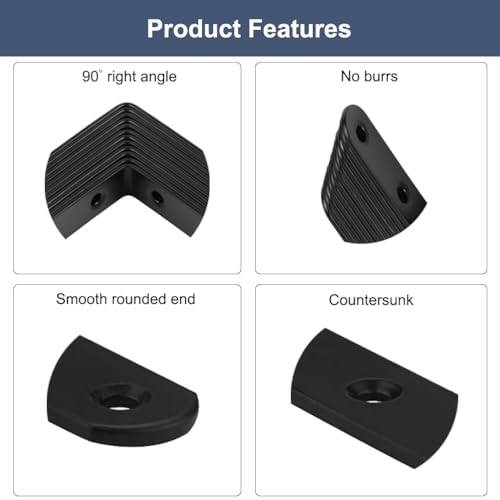 6 Pcs Black L Bracket Corner Braces Stainless Steel 65x65mm Heavy Duty Shelf Bracket for Wood, Shelves, 90 Degree Support Joint Right Angle Brackets - size: 6PCS-Black 65*65mm/ 2.5in