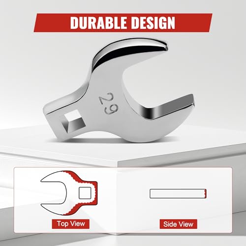 1/2'' Full Polish Drive Jumbo Crowfoot Wrench, Open End Wrench, Metric, 29mm, CR-V Steel, Tools for Mechanics Maintenance or Repairs, Access Fasteners in Tight Spaces Work Hard-To-Reach Areas - size: METRIC-29mm