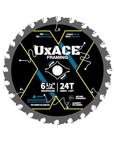 6-1/2-Inch 24-Tooth Circular Saw Blade with 5/8-Inch Arbor, Framing Wood Cutting, Carbide Tip, Thin Kerf, for Plywood, MDF, OSB, Laminated - size: 6-1/2", 5/8" Arbor, 24T