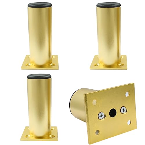 4-Pack Adjustable Aluminum Alloy Furniture Legs 6" Height Gold - color: Gold, size: 6 Inch