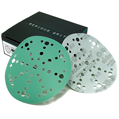 Serious Grit - 6-Inch 49-Hole P180 Grit Sanding Discs - 50 Pack Box - size: 180 Grit