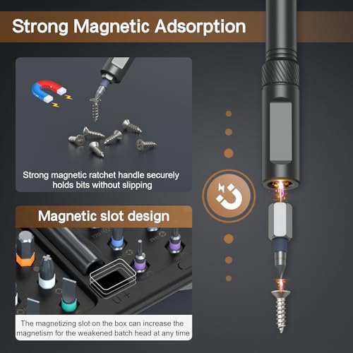 Bomivoi 42 in 1 Magnetic Screwdriver Set, DIY Ratchet Screwdriver Set, Multi Bit Magnetic Drive Set, Detachable Ratchet Handle, Portable Compact Repair Tool Kit for Furniture Computer Bicycle Black - color: Black