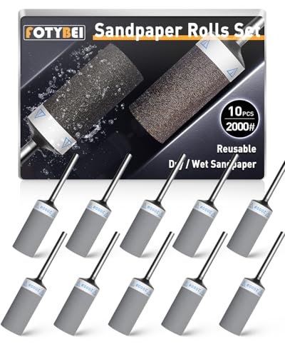 10Pcs 2000 Grit Sanding Drums Sandpaper Sticks Set for Dremel Rotary Tool with 1/8" Shank, Rotary Tool Accessories Suitable for Metal Rust Removal/Jade Polishing/Stone Grinding (2000 Grit) - size: 2000 Grit
