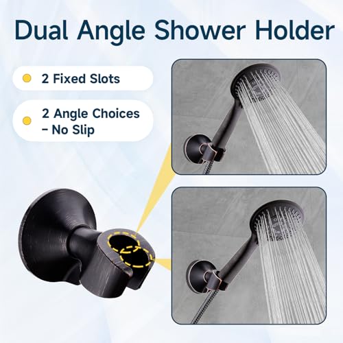BRIGHT SHOWERS Handheld Shower Head Holder with Dual Angle Positions, Wall Suction Bracket Includes Adhesive 3M Disc, No Tools Required and Easy Installation, Oil Rubbed Bronze Finish - color: Oil Rubbed Bronze, style: Suction & Adhesive - 2 Angles