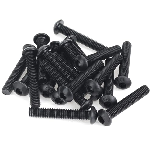 25 Pieces M6 x 35mm Button Head Socket Cap Screws, Thread Pitch 1.0mm, Sutemribor M6 Black Screws, 10.9 Grade Alloy Steel, Black Oxide Finish, Fully Threaded - size: M6 x 35mm, style: Button Head
