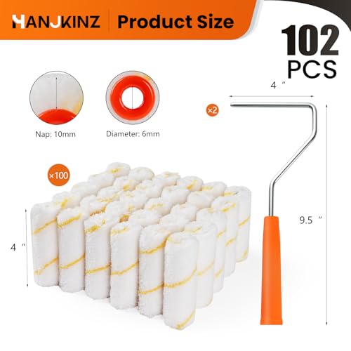 100 Pack Microfiber Paint Roller 4 Inch, 3/8 Inch Nap - size: 4 Inch,100 Pack