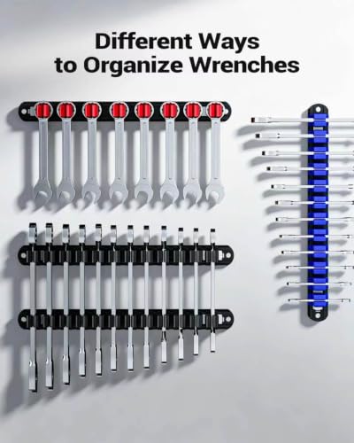 DEHOYI Magnetic Screwdriver and Wrench Organizer for Workshop, Garage | Heavy-Duty Tool Organizer with Magnet & Space-Saving Tool Holder | Gift for Father, Brother, Boyfriend (2 PCS) - color: Black, size: 2 pcs