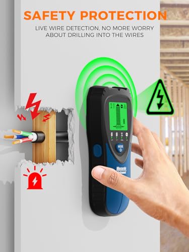 Mecurate 5-in-1 Stud Finder Wall Scanner for Studs, Metal & Live AC Wires - color: Blue