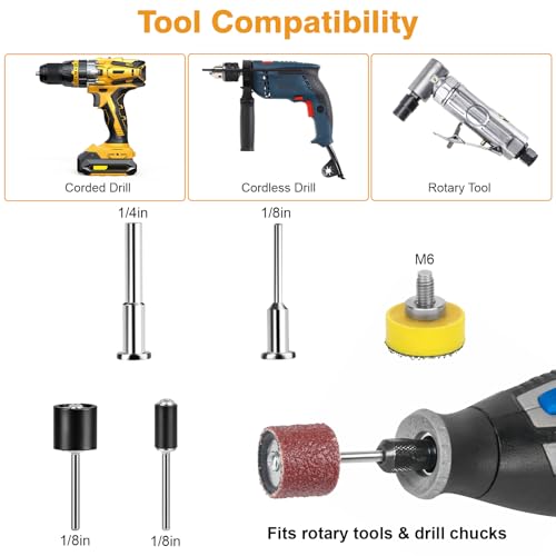 313 PCS 1 Inch Sanding Discs and Drums, 60-10000 Grit Sandpaper Hook and Loop Discs, 80 Grit Sanding Drums for Rotary Tool, Corded Drill, Cordless Drill