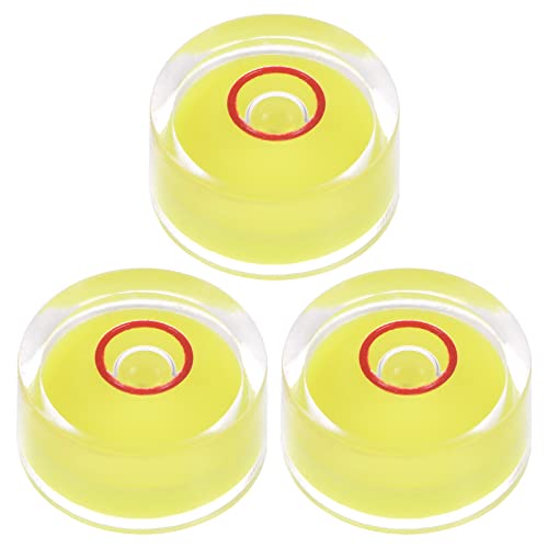 HARFINGTON 3pcs Round Bubble Level 18x9mm Mini Circular Bullseye Spirit Levels for Leveling Camera Tripod Telescope Workshop Turntable Pictures Frame, Yellow - color: Yellow (Red Circle), size: 18x9mm