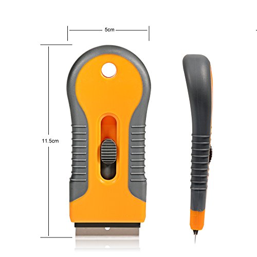 EHDIS Car Sticker Remover Glass Cooktop Razor Scraper with 10pcs Replace Blades for Label,Glue,Paint,Adhesive Remover,Oven Door, Stove Cleaning-Yellow - color: Yellow
