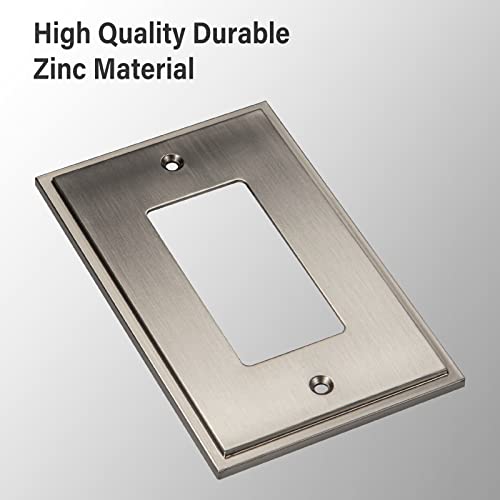 Henne Bery Soft Modern Decorative Wall Plate Switch Plate Outlet Cover (Single Decorator 2PK, Satin Nickel) - style: Single Decorator 2PK